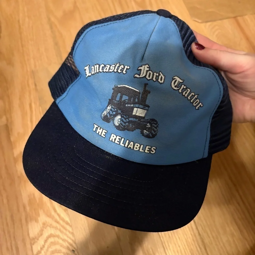 Vintage Lancaster Ford Tractor The Reliables Mesh Snap Back Trucker Hat Blue